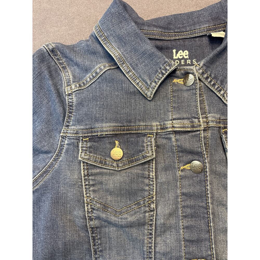 Lee Riders Women’s Denim Jacket Size Large Medium Wash Button Up - Picture 7 of 12